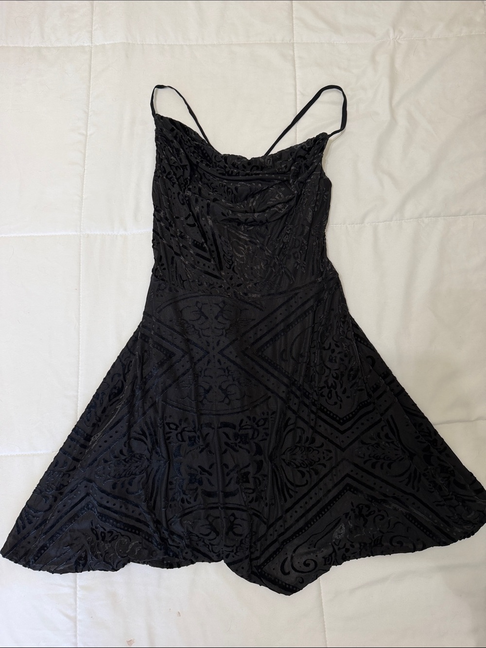 Urban Outfitters Black Textured Spaghetti Strap Mini Dress
